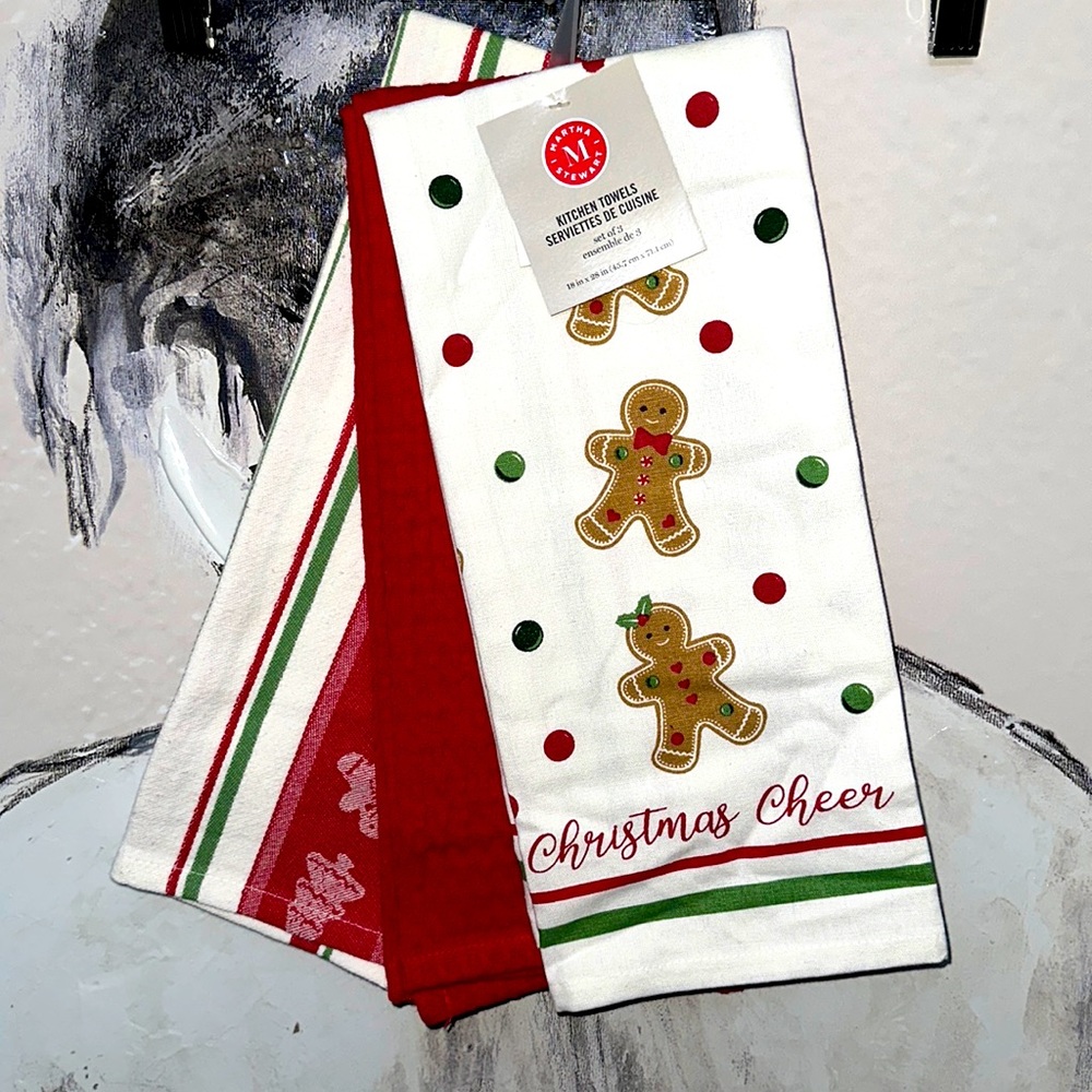 Gingerbread man kitchen towels set of 3
